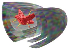 Ultraschall bildet ein Schallfeld in dem Partikel zu einem Objekt geformt wrden.