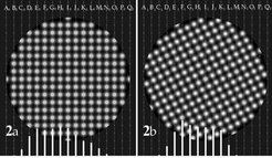 Fig 2: An interpolation scheme is needed. We have used Gaussian interpolation. Each lattice point in the plane is convoluted with a gauss function of suitable width.